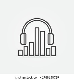 Kopfhörer mit Sound-Equalizer-Vektorsymbol oder Symbol in dünner Linie