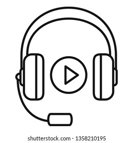 Headphones sound learning icon. Outline headphones sound learning vector icon for web design isolated on white background