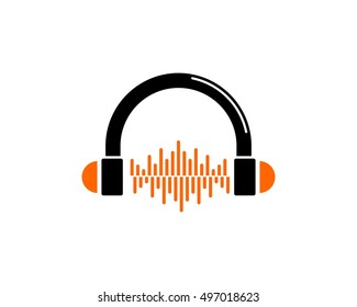 Headphones with sound logo template