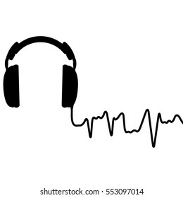 Headphones. Sound wave. Vector.