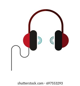 headphones with sound waves icon image