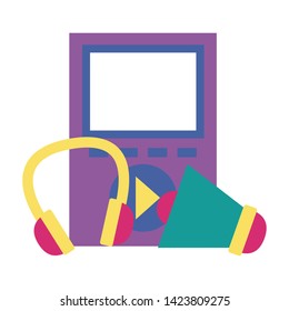 headphones speaker mp3 music festival on white background vector illustration