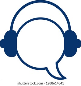 Headphones and speech bubble, Vector illustration.