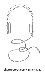 headphones streeo vintage hand drawn cut line art vector illustration