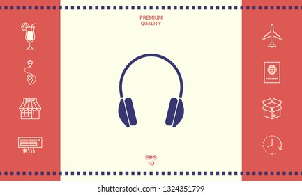Headphones symbol icon. Graphic elements for your design