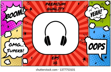 Headphones symbol icon. Graphic elements for your design