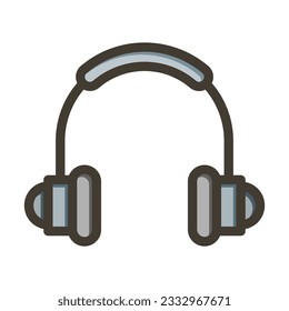 Headphones Thick Line Filled Colors For Personal And Commercial Use.

