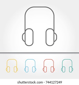 Headphones Thin Line Single Icon Vector Illustration