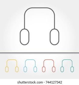 Headphones Thin Line Single Icon Vector Illustration