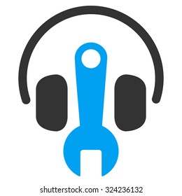 Headphones Tools vector icon. Style is bicolor flat symbol, blue and gray colors, rounded angles, white background.