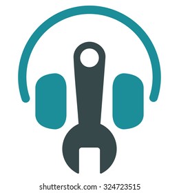 Headphones Tools vector icon. Style is bicolor flat symbol, soft blue colors, rounded angles, white background.