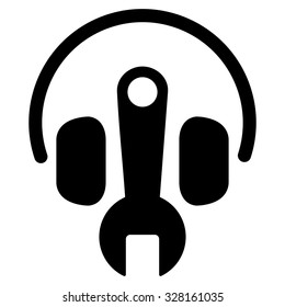 Headphones Tools vector icon. Style is flat symbol, black color, rounded angles, white background.