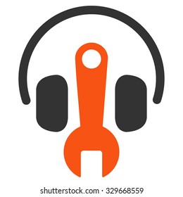 Headphones Tools vector icon. Style is bicolor flat symbol, orange and gray colors, rounded angles, white background.