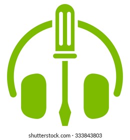 HeadPhones Tools vector icon. Style is flat symbol, eco green color, rounded angles, white background.