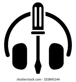 HeadPhones Tools vector icon. Style is flat symbol, black color, rounded angles, white background.