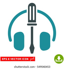 Headphones Tuning Screwdriver EPS vector icon. Illustration style is flat iconic bicolor soft blue symbol on white background.
