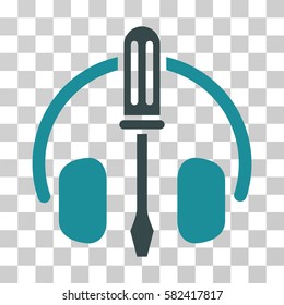 Headphones Tuning Screwdriver vector pictograph. Illustration style is a flat iconic bicolor soft blue symbol on a transparent background.