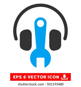 Headphones Tuning Wrench EPS vector icon. Illustration style is flat iconic bicolor blue and gray symbol on white background.