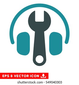Headphones Tuning Wrench EPS vector pictogram. Illustration style is flat iconic bicolor soft blue symbol on white background.