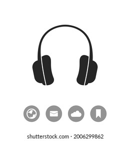 Headphones vector black simple icon