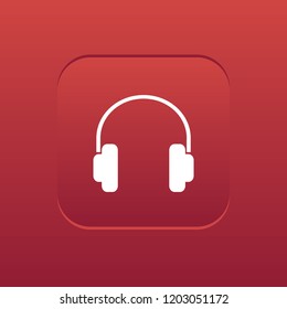 Headphones vector button, web design element