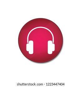 Headphones vector button, web design element