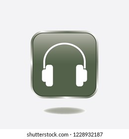 Headphones vector button, web design element