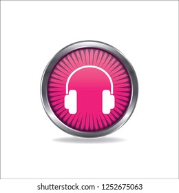 Headphones vector button, web design element