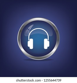 Headphones vector button, web design element