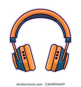 Headphones Vector Flat Illustration. Perfect for different cards, textile, web sites, apps 