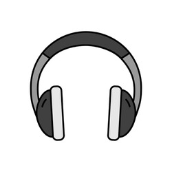 Headphones vector grayscale icon. Music sign. Graph symbol for music and sound web site and apps design, logo, app, UI