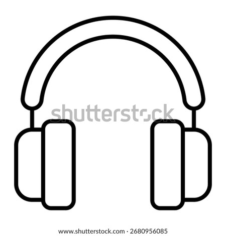 Headphones vector icon. Black line art of over-ear headset. Music, podcast, and audio listening symbol for app or web design.