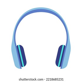 Headphones vector icon. Blue wireless headphones, isolated on white background. Flat headphone icon. Headphone graphic icon. Flat design style. Vector color illustration.