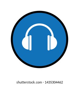 Headphones vector icon. Earphone pictogram inside a circle. Music and sound symbol.