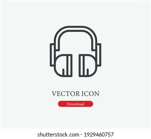 Kopfhörer, Vektorsymbol.  Bearbeitbarer Strich. Lineares Logo für Webdesign und mobile Apps. Symbolillustration. Pixel-Vektorgrafiken - Vektorgrafik