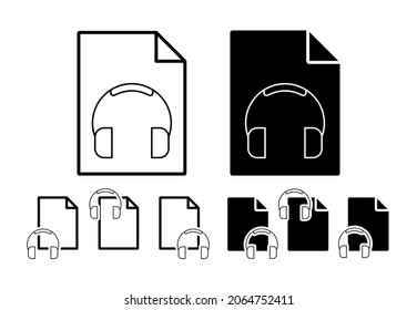 Headphones vector icon in file set illustration for ui and ux, website or mobile application