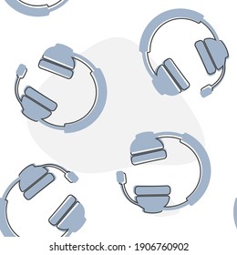 Headphones vector icon. Flat headphones cartoon style on seamless pattern on a white background.