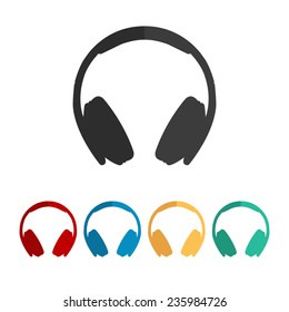 Headphones  - vector icon, flat design