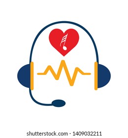 Headphones vector icon. Flat headphones icon on white background. love for music. Vector illustration. EPS 10.