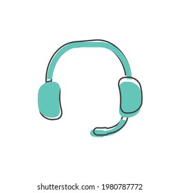 Headphones vector icon. Flat headphones icon on cartoon style on white isolated background.