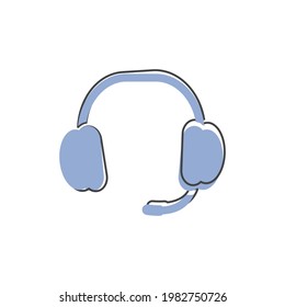 Icono vectorial de auriculares. Icono de audífonos planos sobre el estilo de dibujos animados sobre fondo aislado blanco.