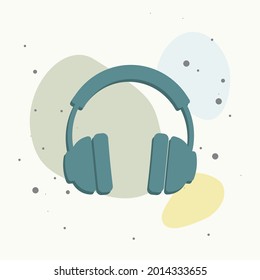 Icono vectorial de auriculares. Auriculares planos sobre fondo multicolor.