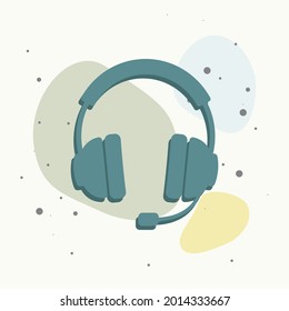 Headphones vector icon. Flat headphones on multicolored background.
