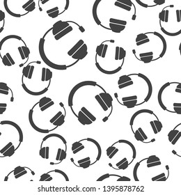 Headphones vector icon. Flat headphones seamless pattern on a white background. Layers grouped for easy editing illustration. For your design.