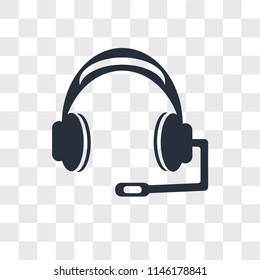Headphones vector icon isolated on transparent background, Headphones logo concept