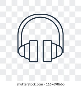 Headphones vector icon isolated on transparent background, Headphones logo concept