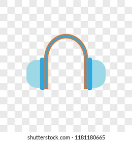 Headphones vector icon isolated on transparent background, Headphones logo concept