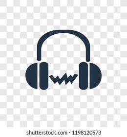 Headphones vector icon isolated on transparent background, Headphones transparency logo concept