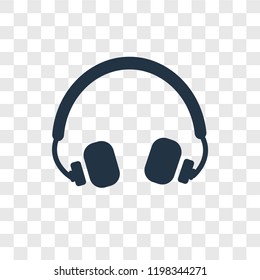 Headphones vector icon isolated on transparent background, Headphones transparency logo concept