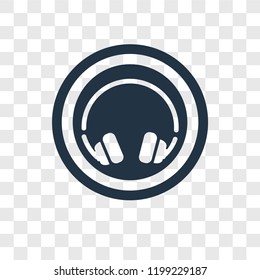 Headphones vector icon isolated on transparent background, Headphones transparency logo concept